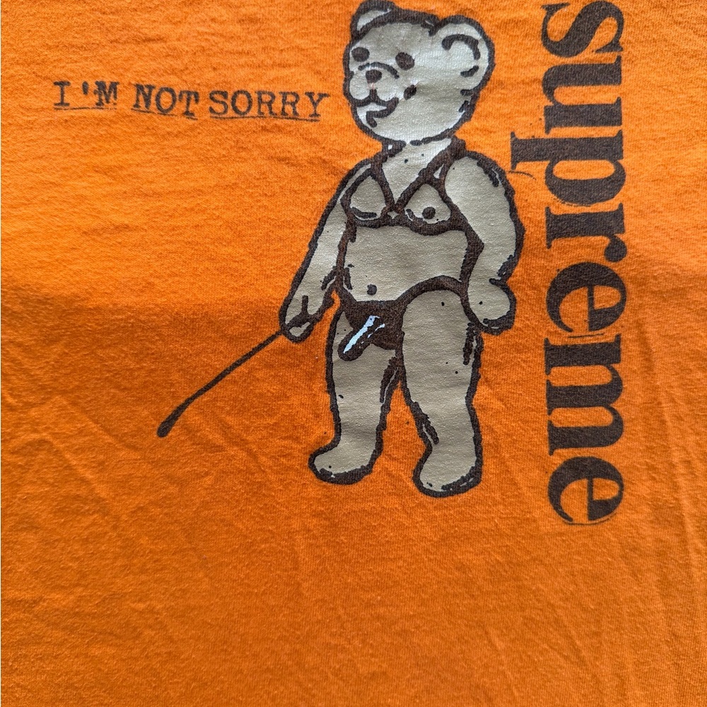 Supreme Orange Tee with Bear Graphic